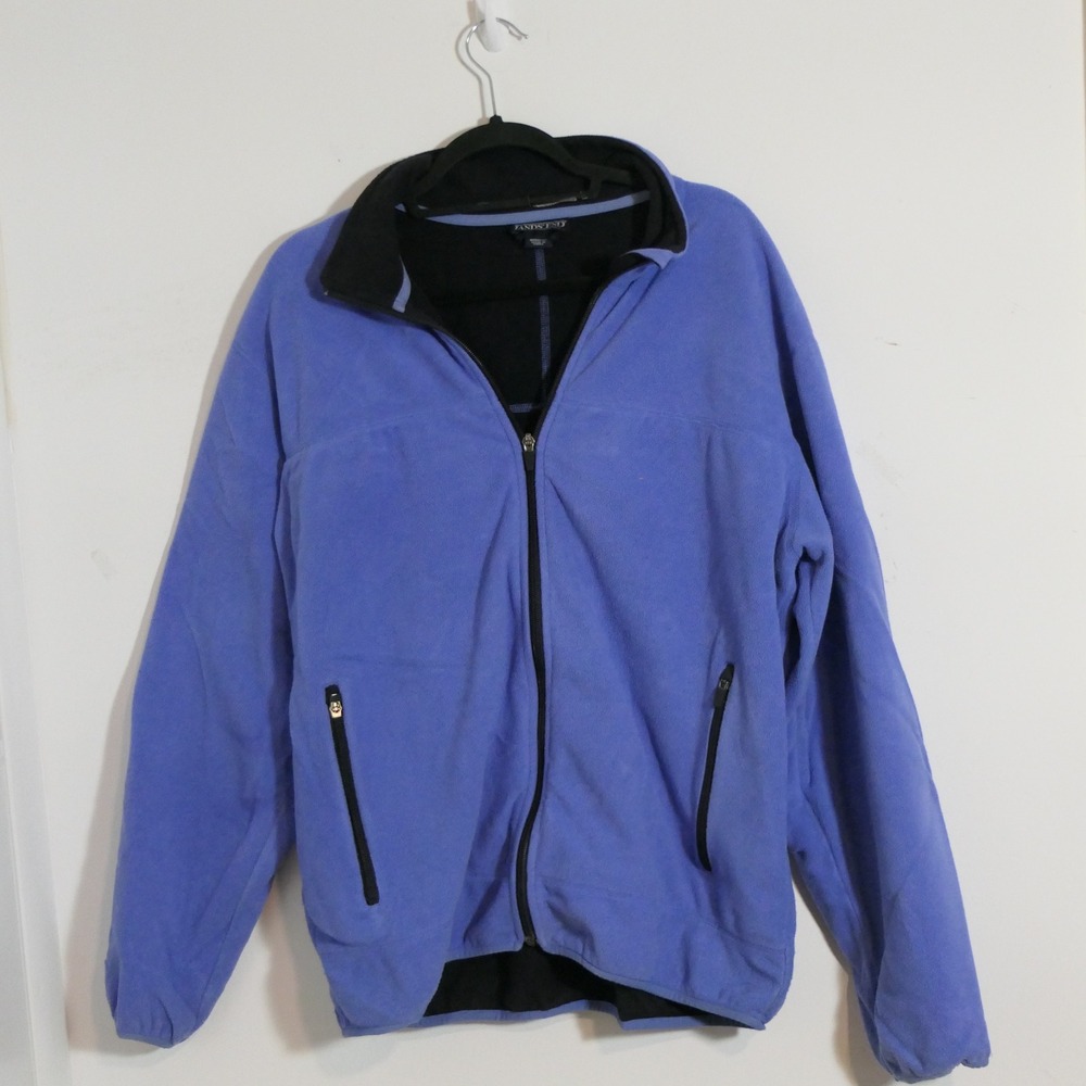 Lands End Mens Fleece Jacket L Blue Gorpcore Outdoor Hiking Camping Layering